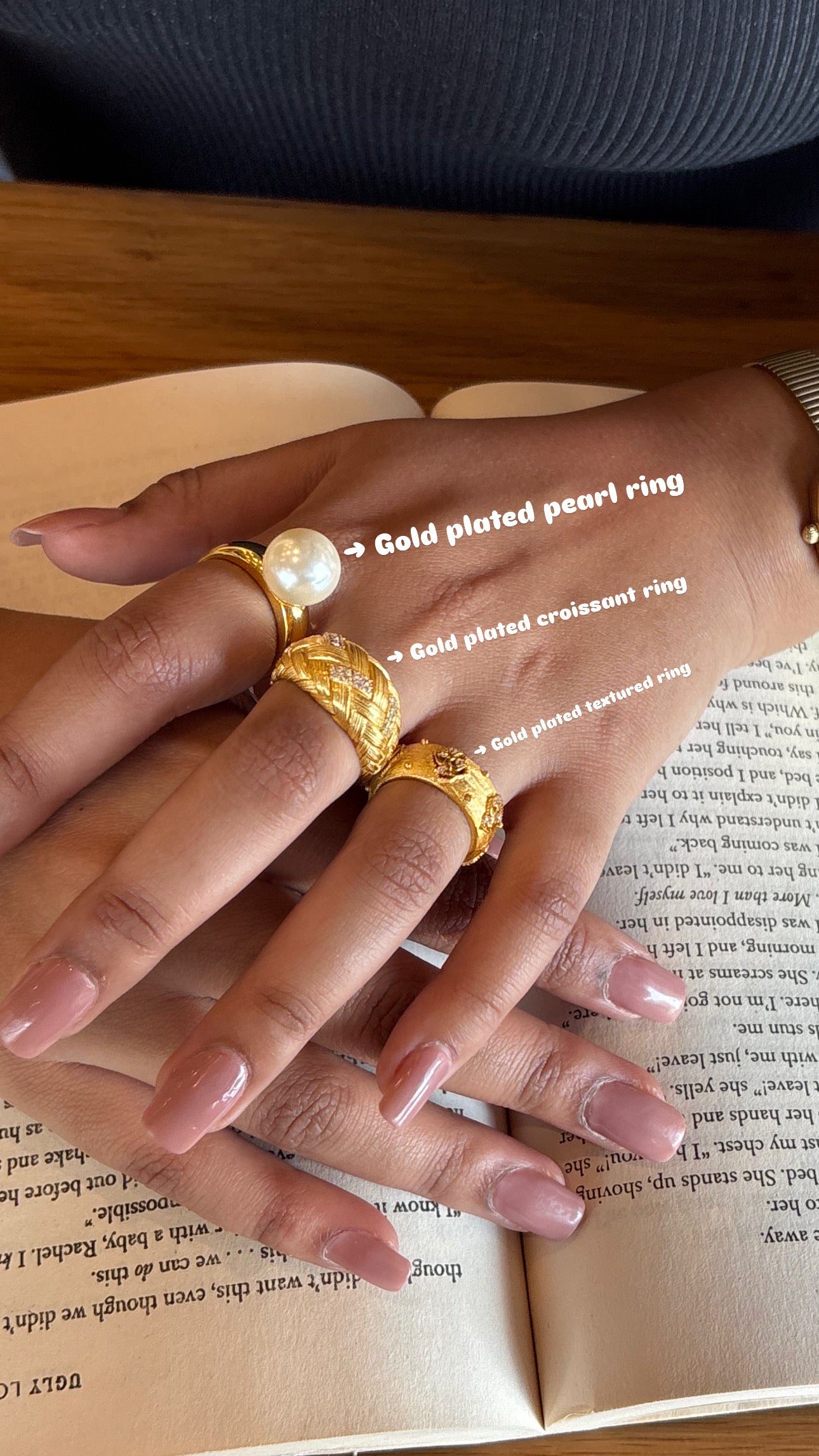 Gold plated croissant ring