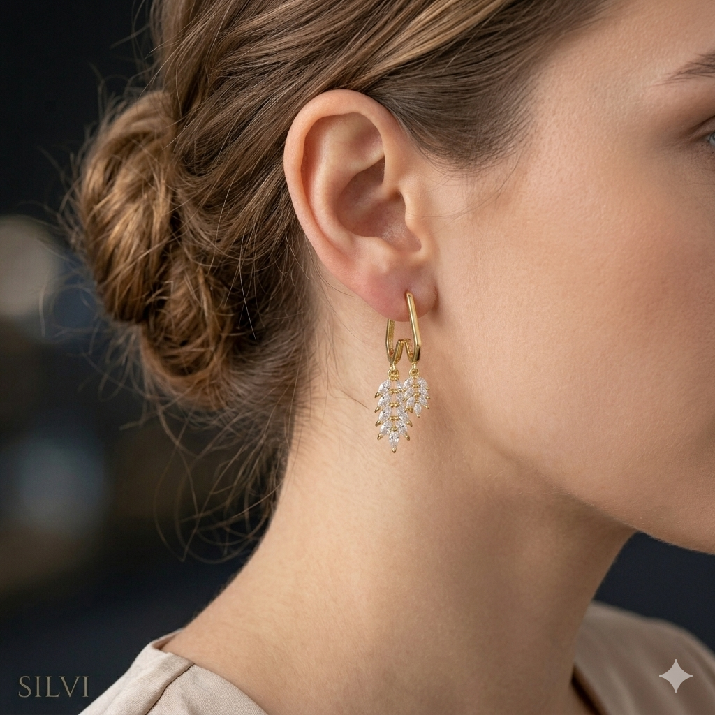 Moissanite leaf earrings