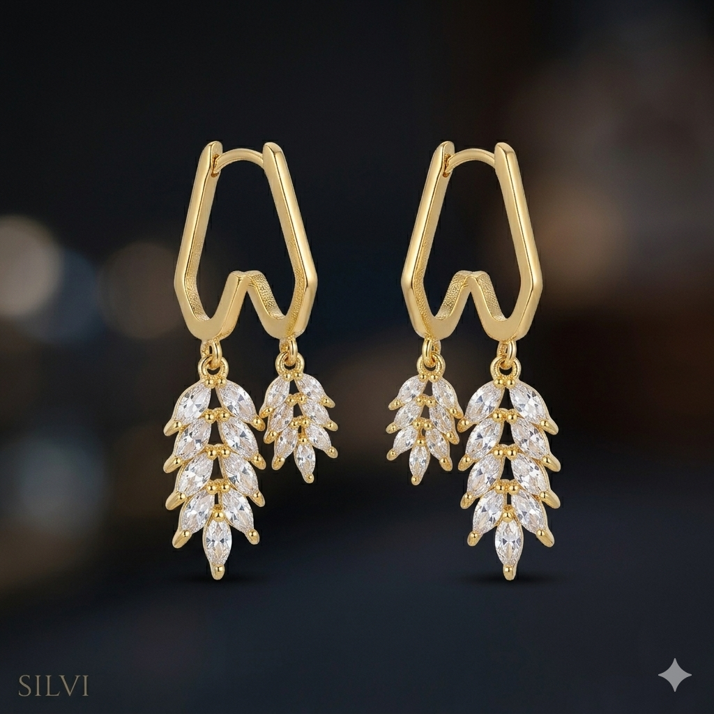 Moissanite leaf earrings