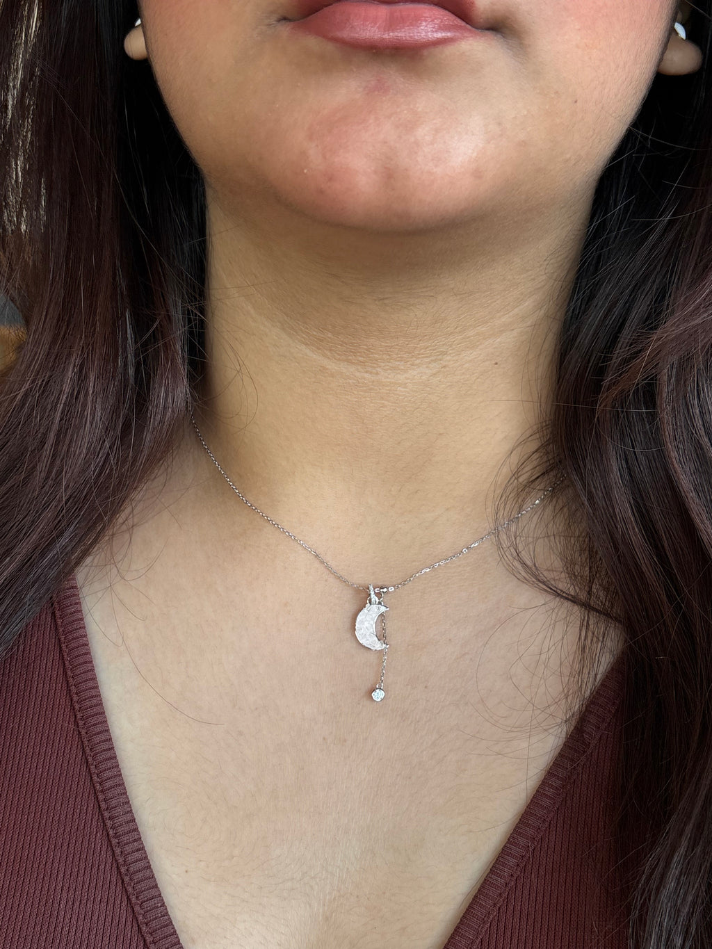 Rose quartz silver necklace