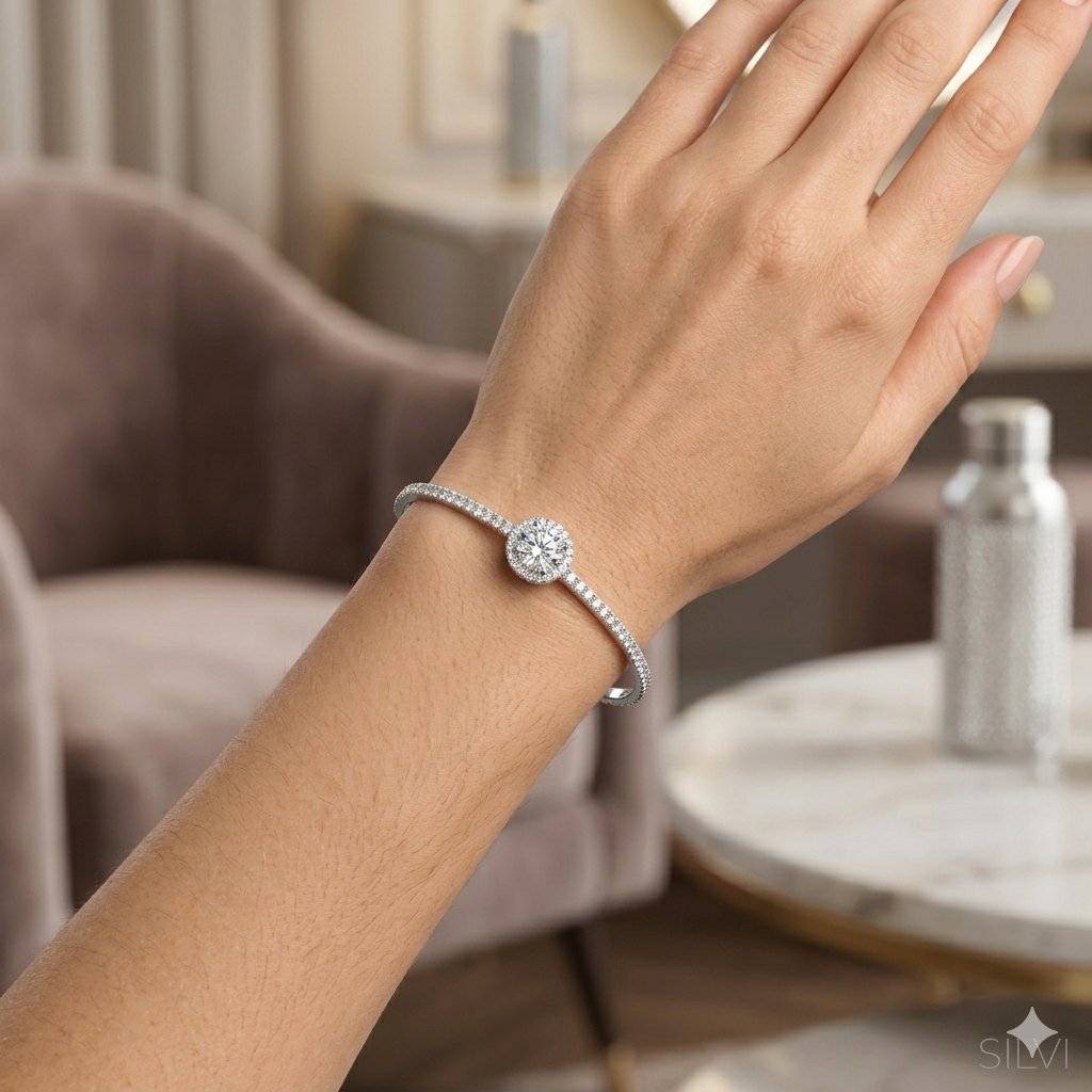 Silver moissanite bracelet