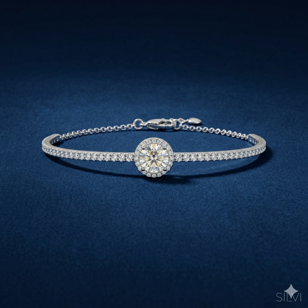 Silver moissanite bracelet