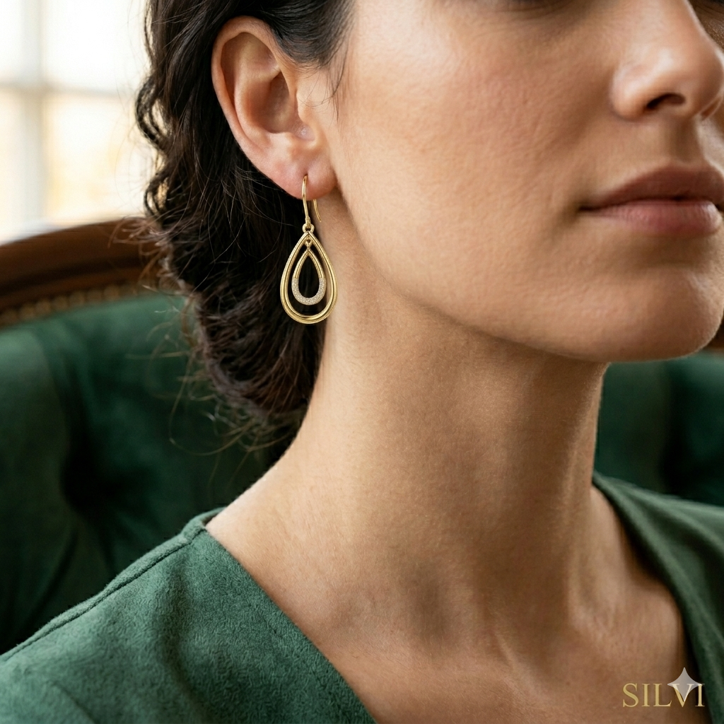 Gold water drop earings