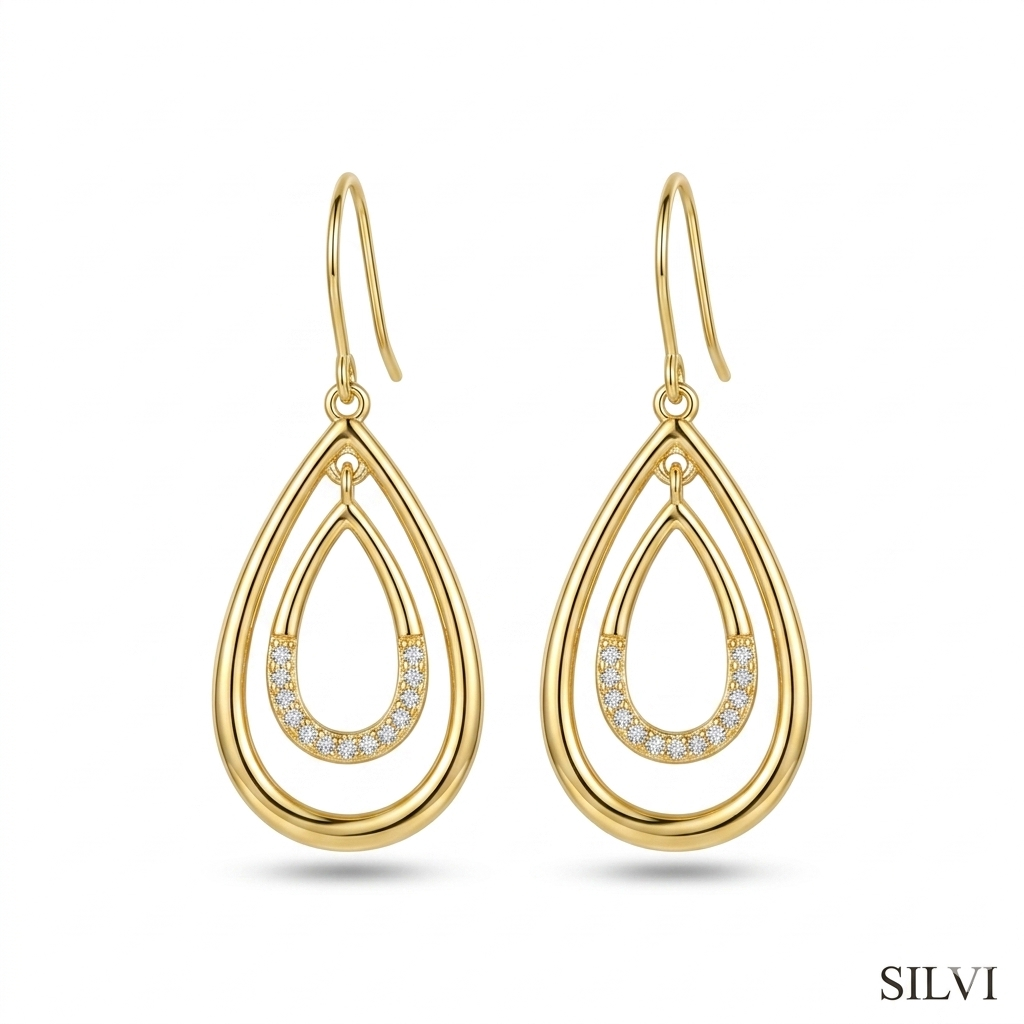 Gold water drop earings