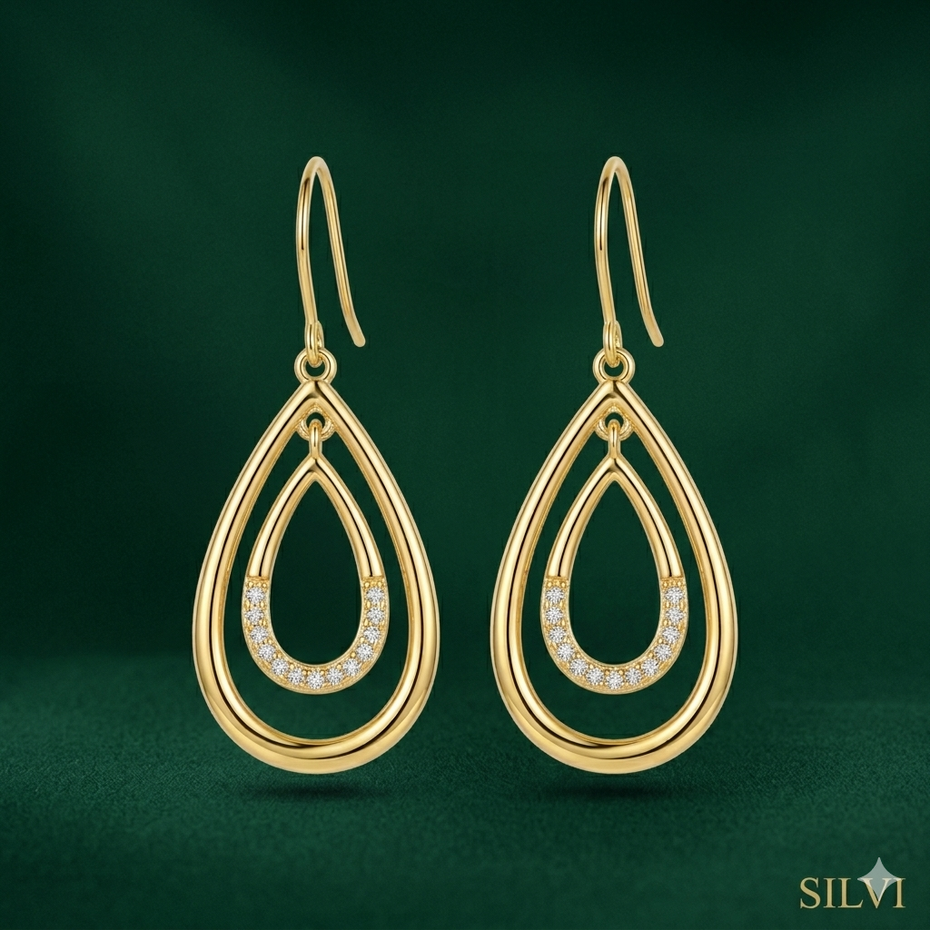 Gold water drop earings