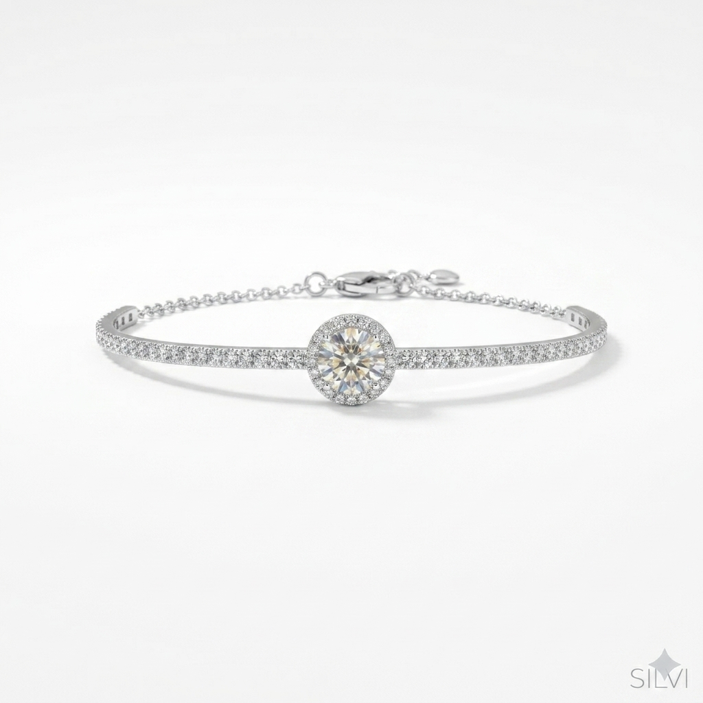 Silver moissanite bracelet