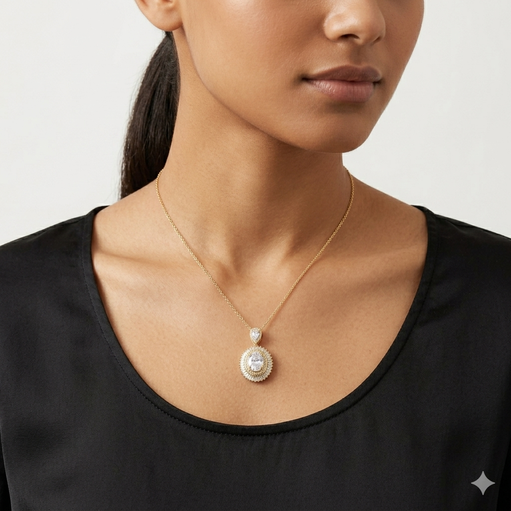 Gold platted moissanite stud necklace
