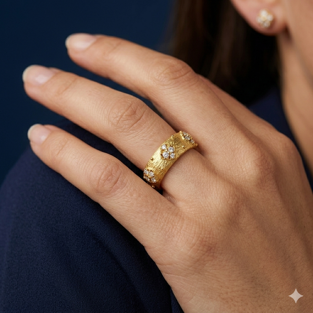 Gold plated textured ring