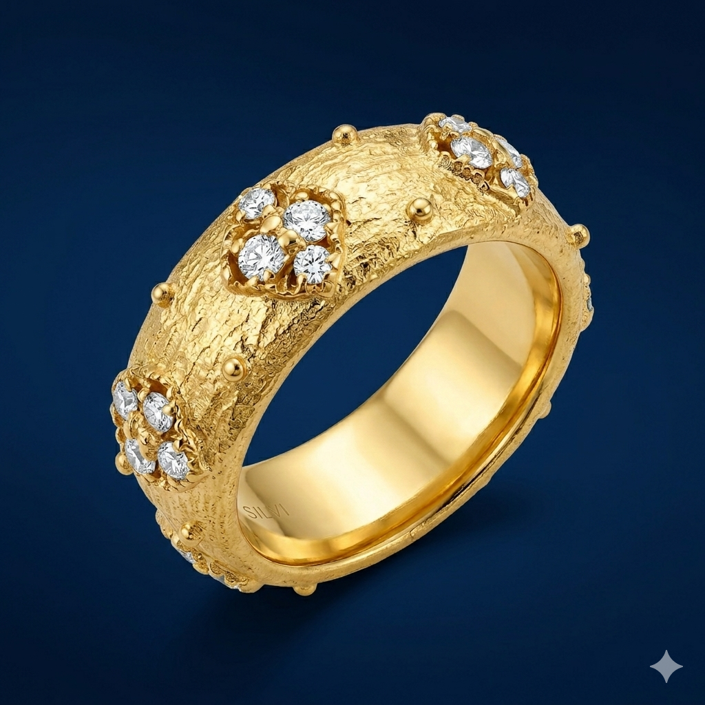 Gold plated textured ring