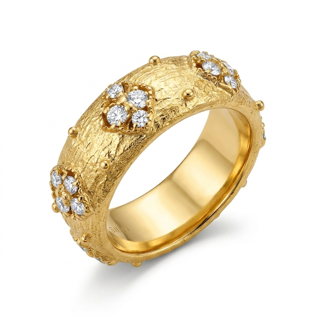 Gold plated textured ring