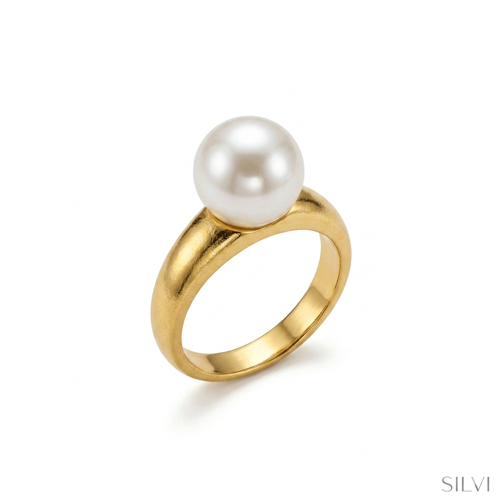 Gold plated pearl ring