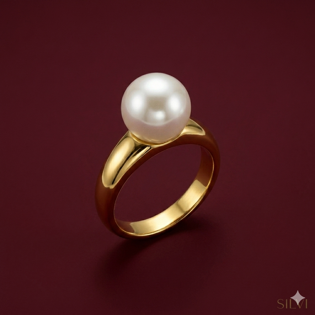 Gold plated pearl ring