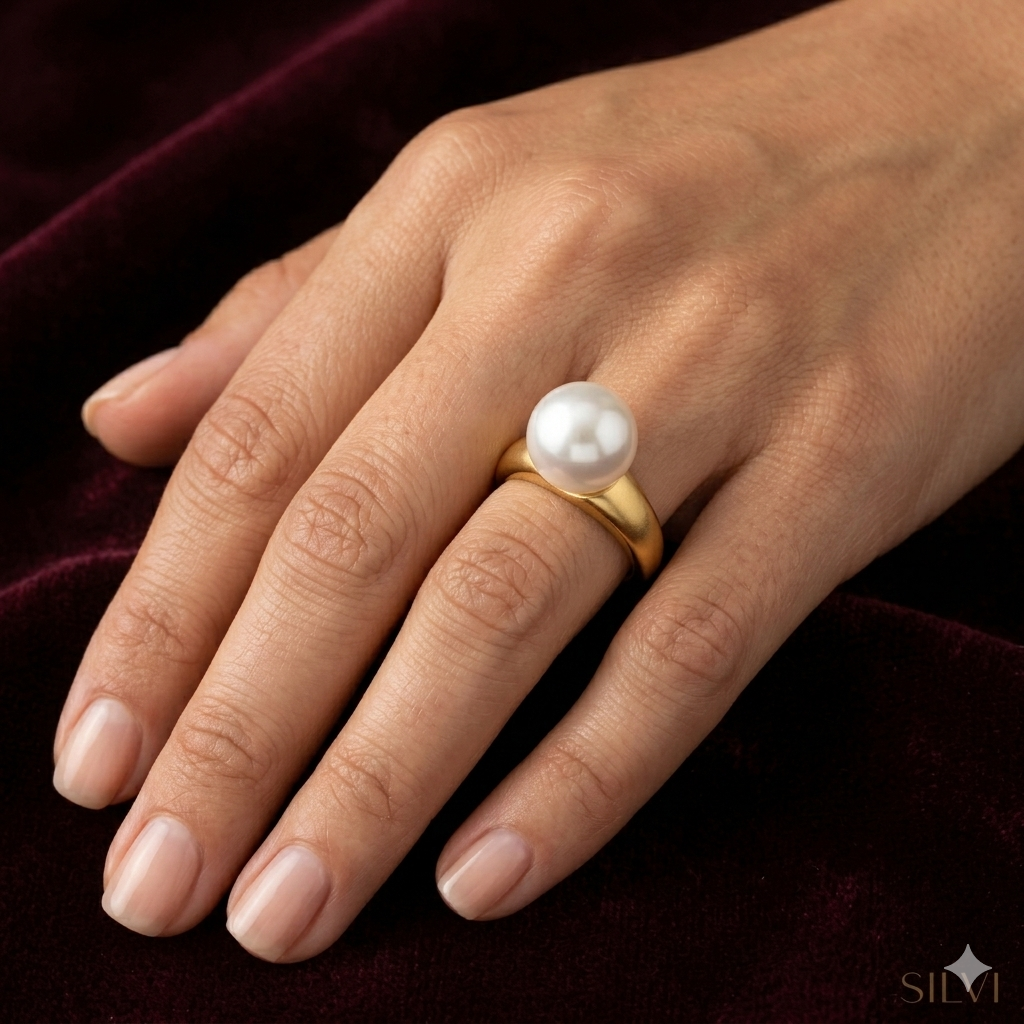 Gold plated pearl ring