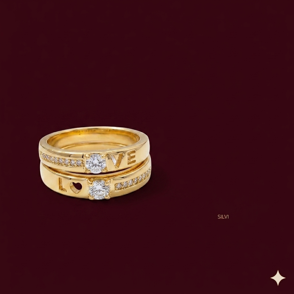 Couple ring moissanite details