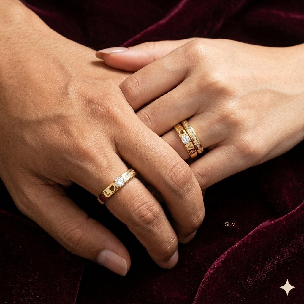 Couple ring moissanite details
