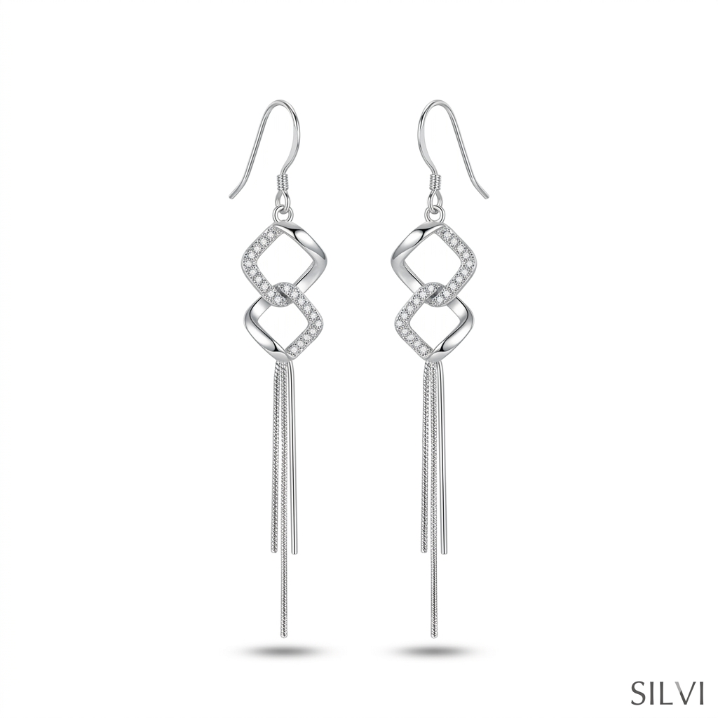 Silver moissanite danglers