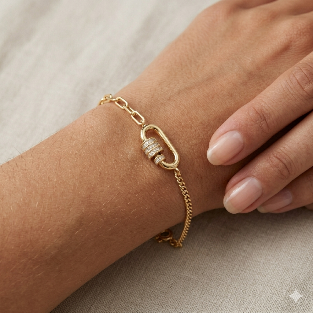 Gold plated 2-styled chain bracelet