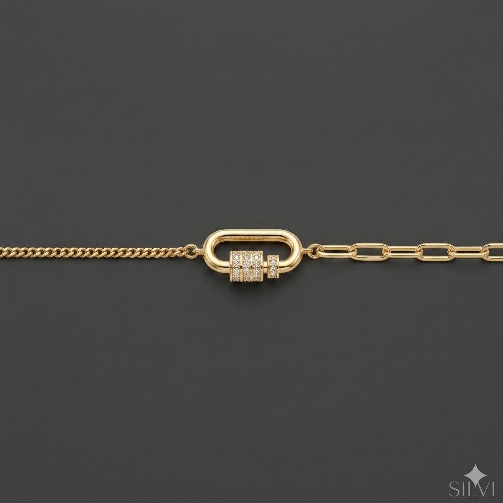 Gold plated 2-styled chain bracelet