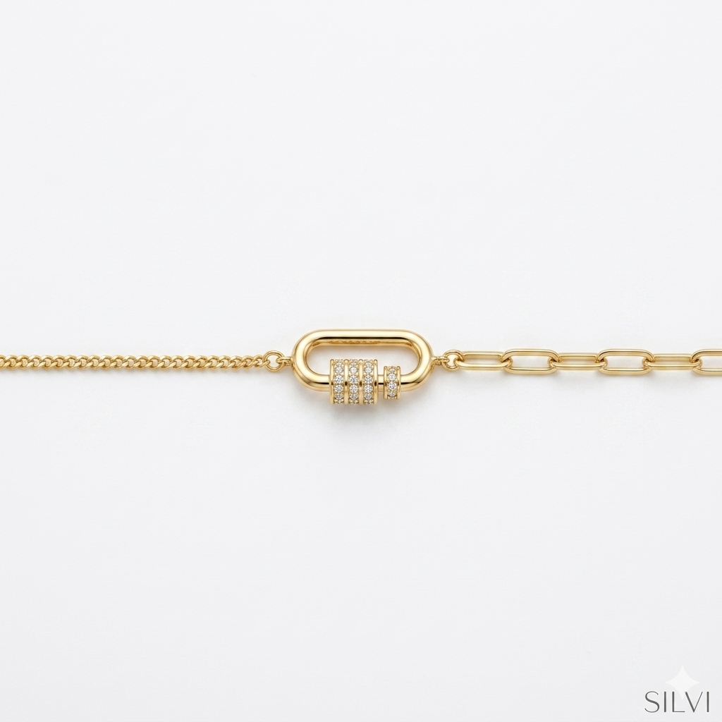 Gold plated 2-styled chain bracelet