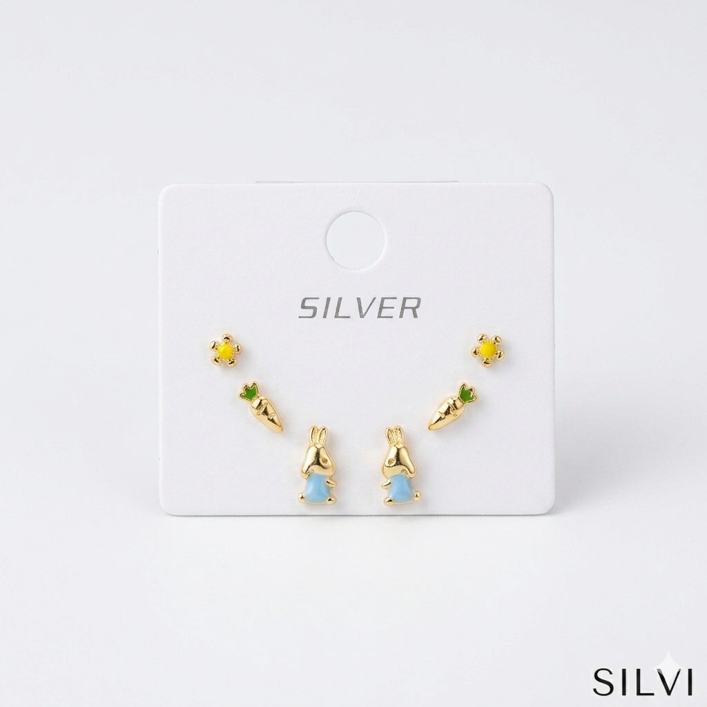 Silver funky ear stack