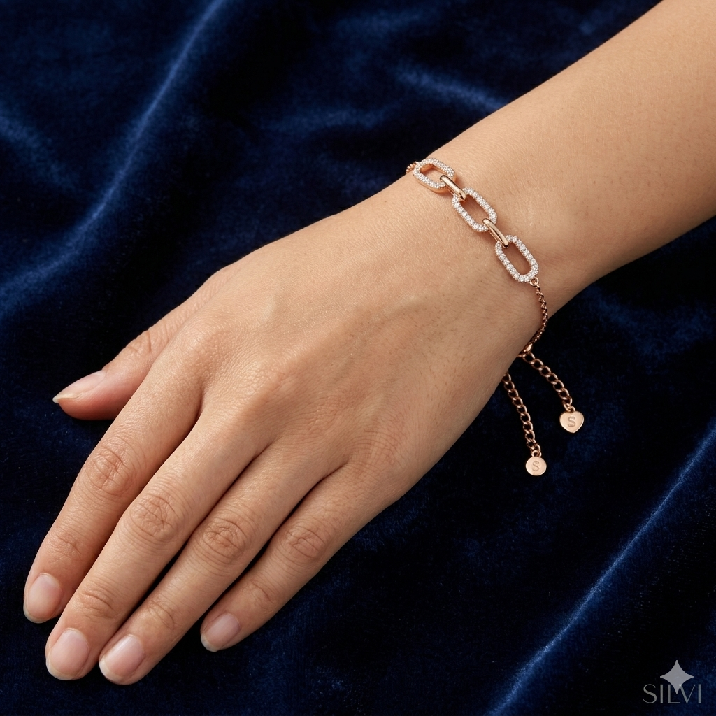 Rose gold plated interlocked bracelet
