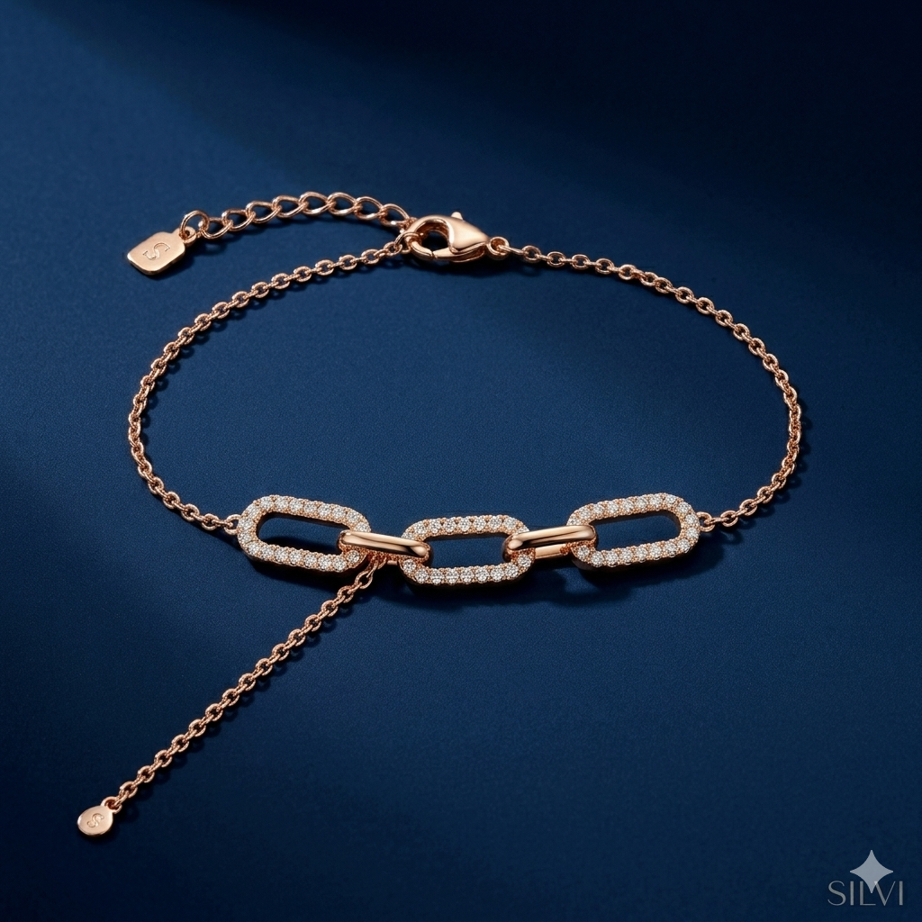 Rose gold plated interlocked bracelet