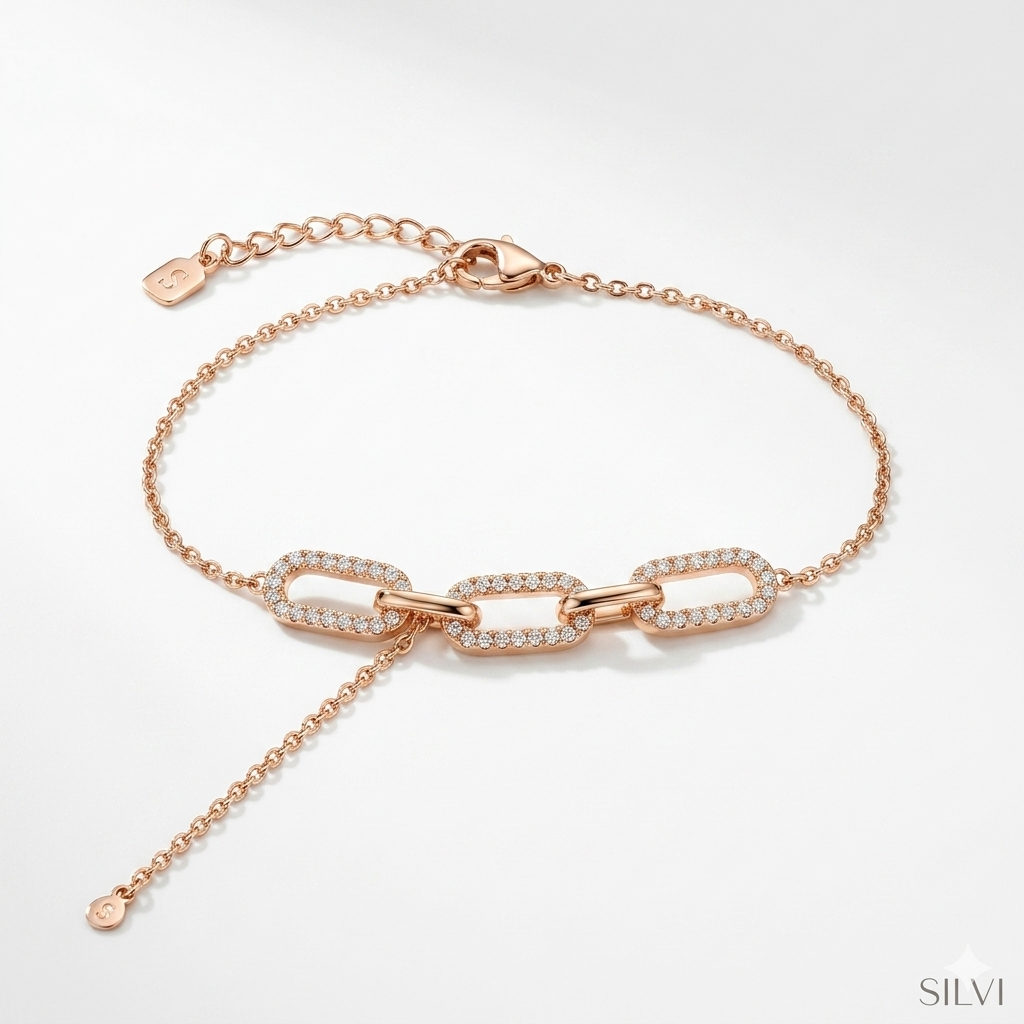 Rose gold plated interlocked bracelet