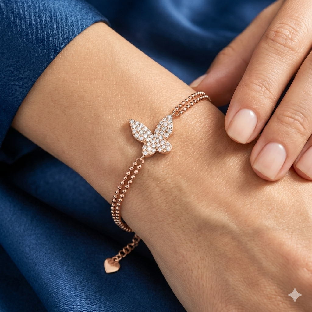 Moissanite butterfly bracelet
