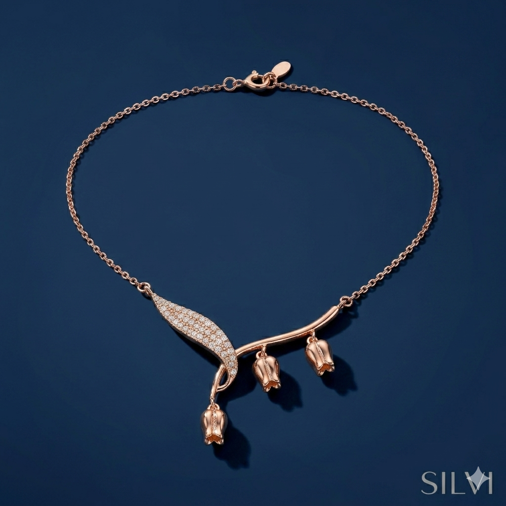 Rose gold rose necklace