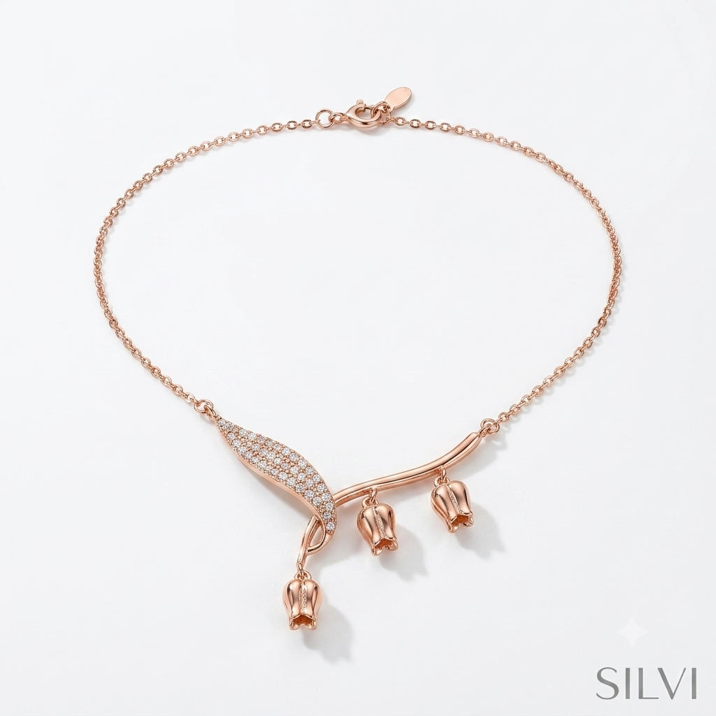 Rose gold rose necklace