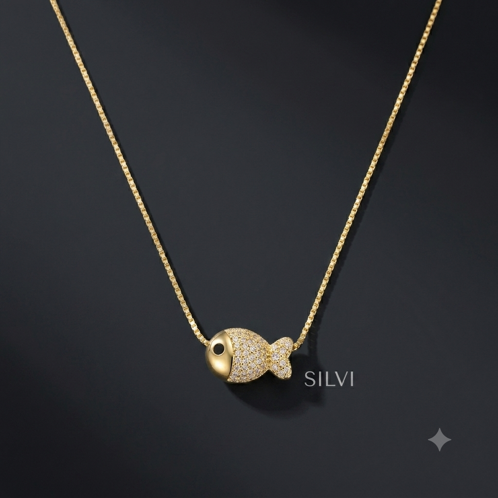 Gold fish necklace