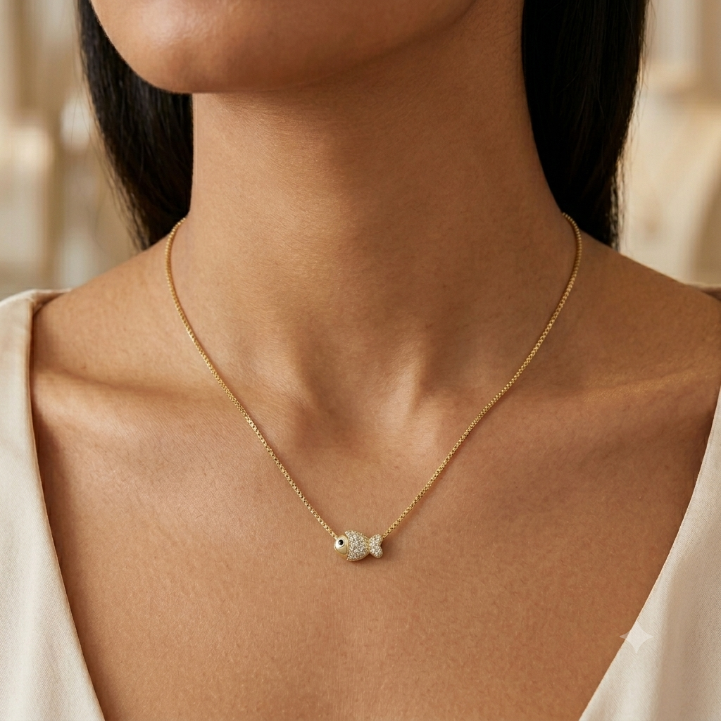 Gold fish necklace