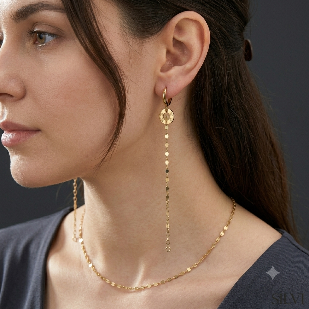 Gold coin long danglers