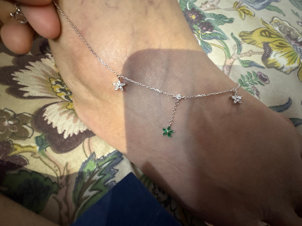 Silver star charm anklet