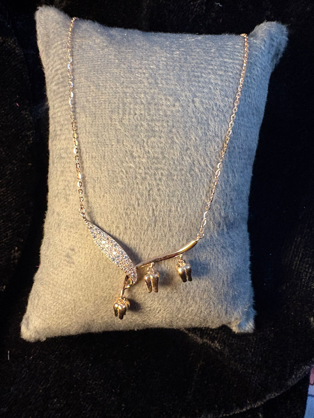 Rose gold rose necklace