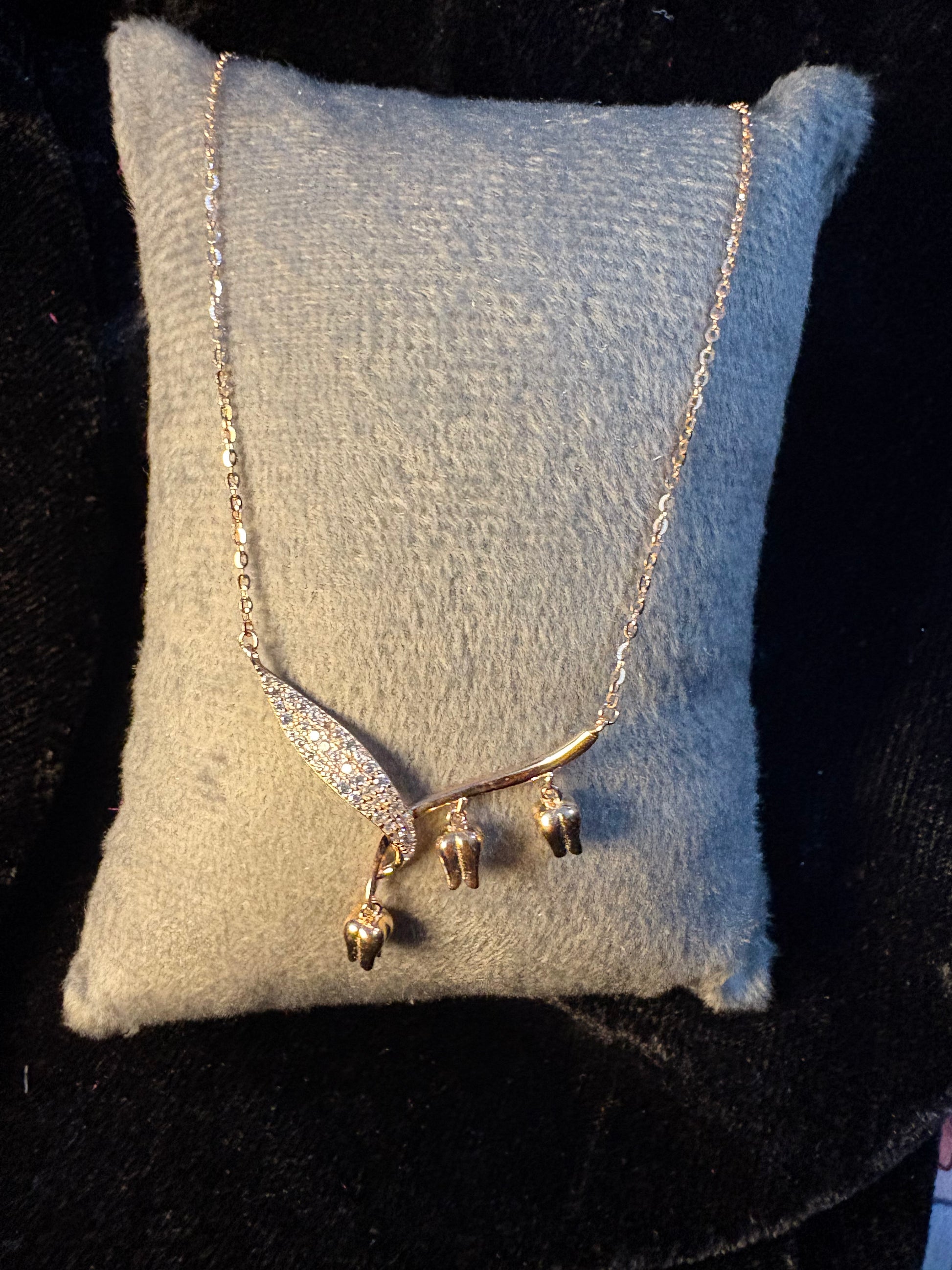 Rose gold rose necklace