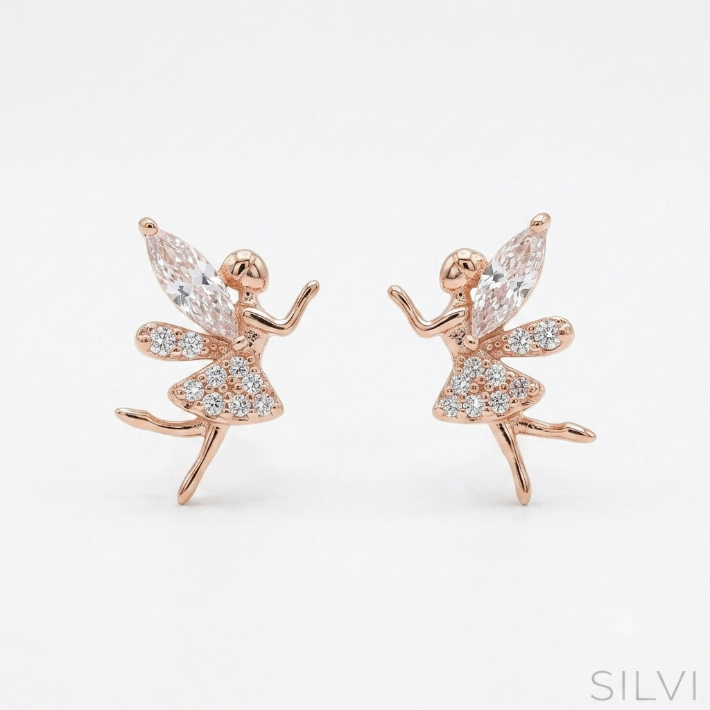 Rose gold plated fairy earrings