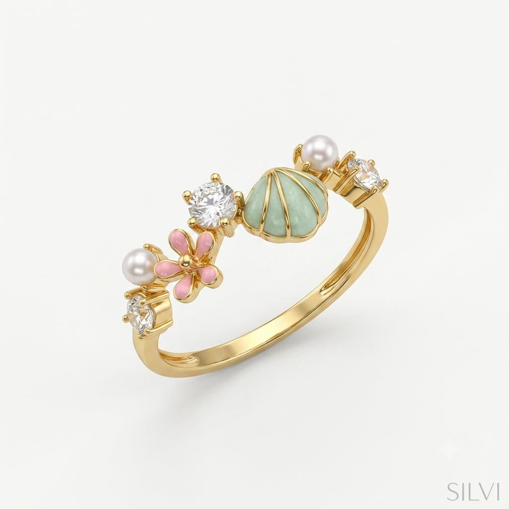 Gold plated mermaid ring