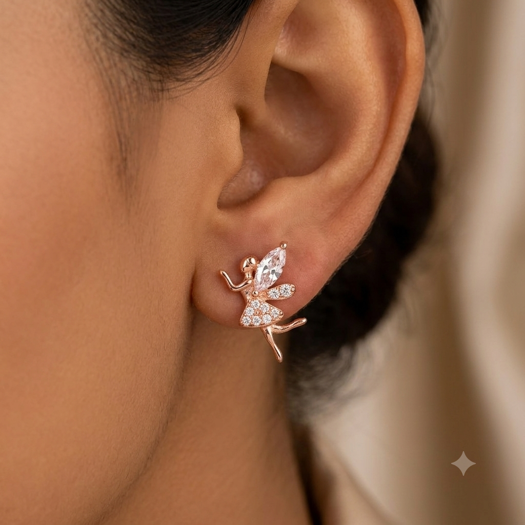 Rose gold plated fairy earrings