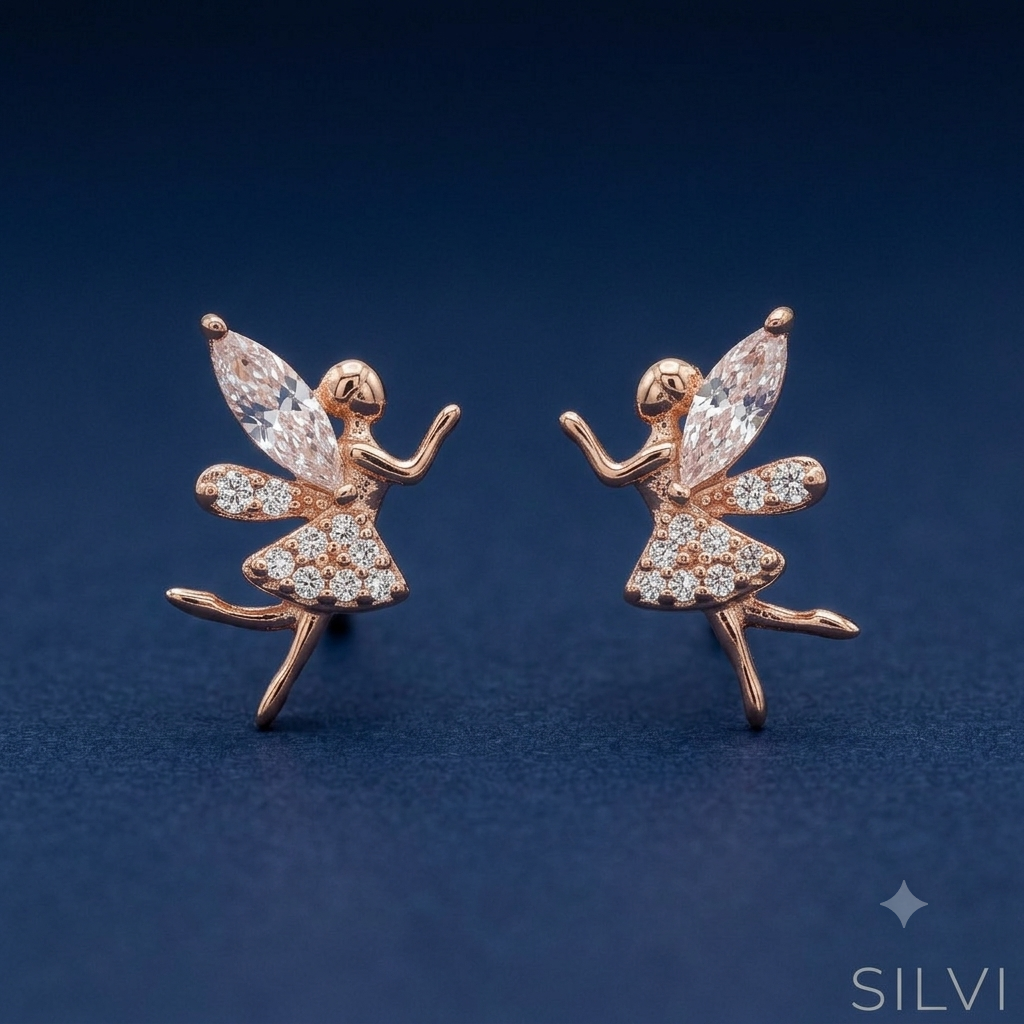 Rose gold plated fairy earrings