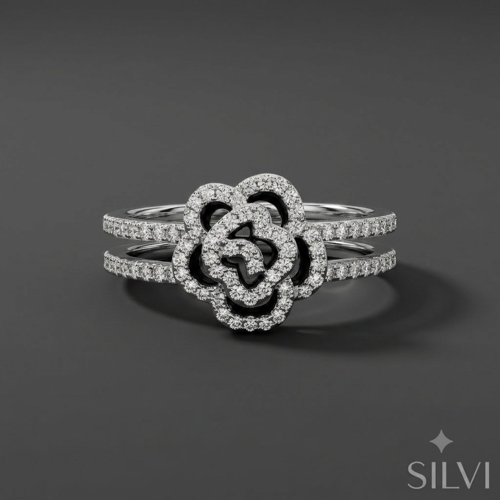 Silver rose ring