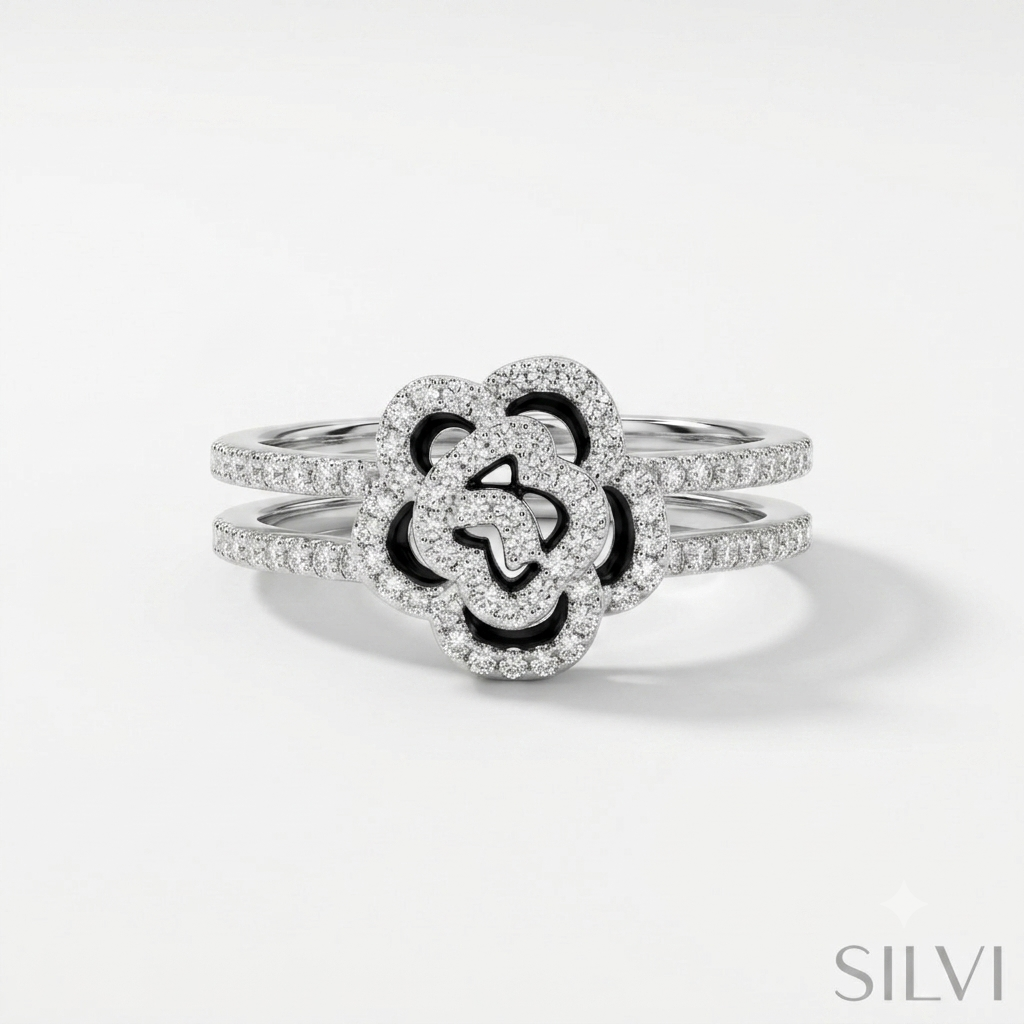 Silver rose ring