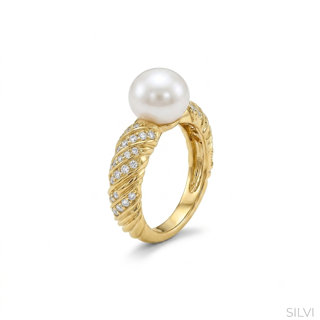 Gold plated pearl ring