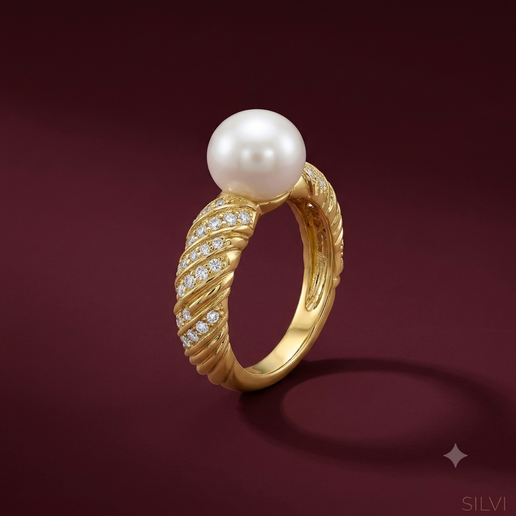 Gold plated pearl ring
