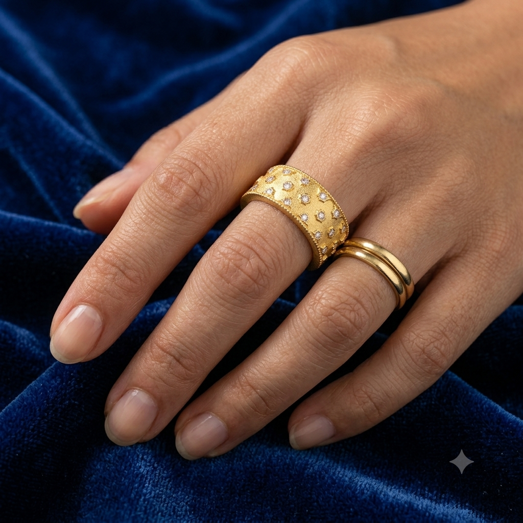 Gold plated studded ring