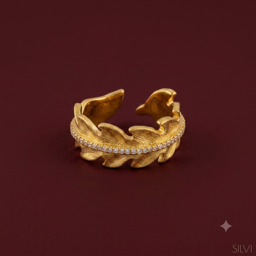 Gold plated leaf ring
