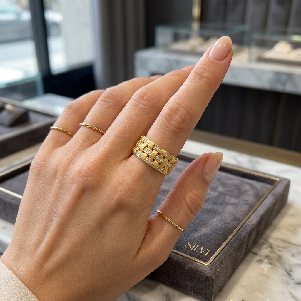 Gold plated checks ring