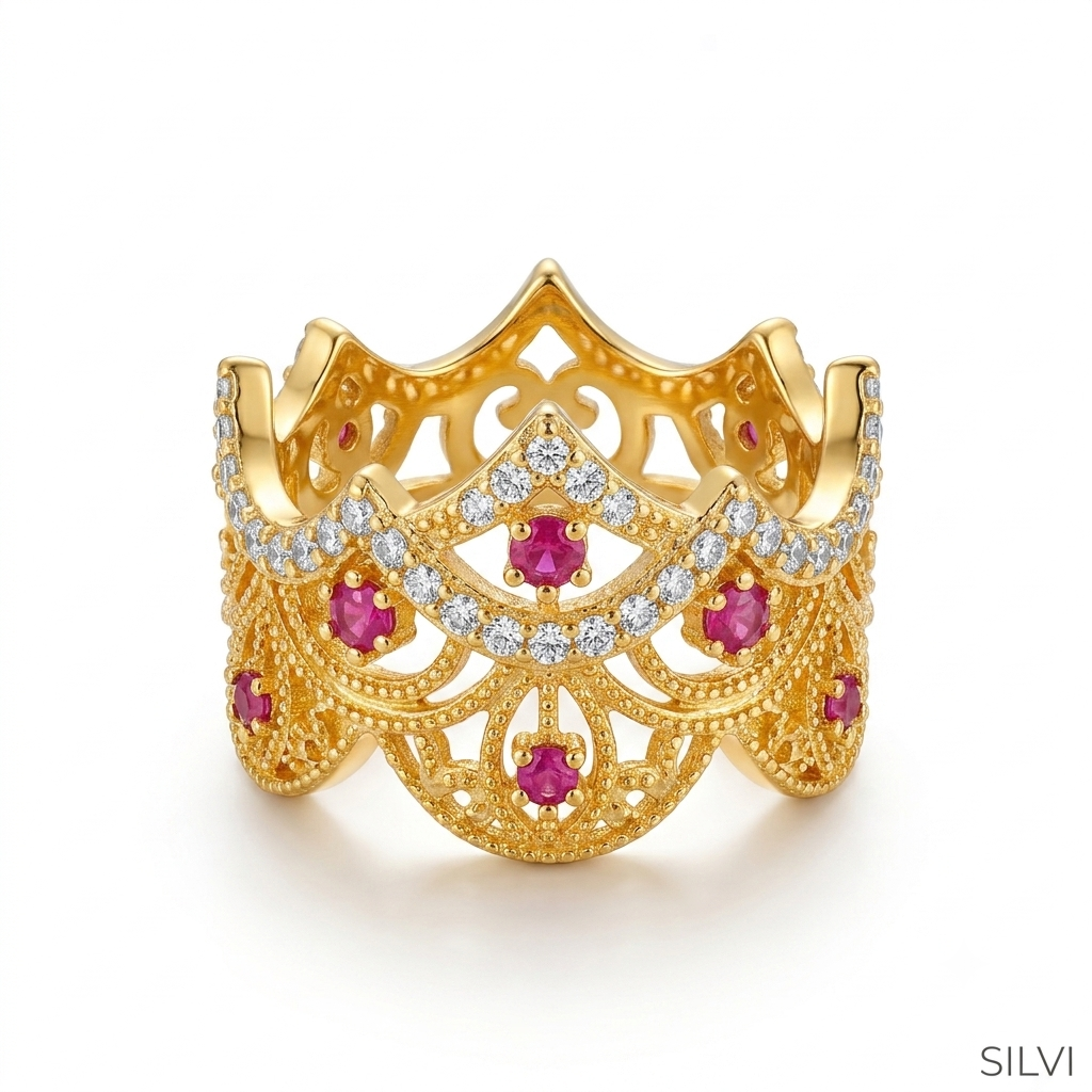 Gold plated crown ring