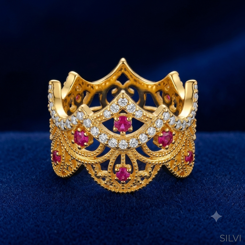 Gold plated crown ring