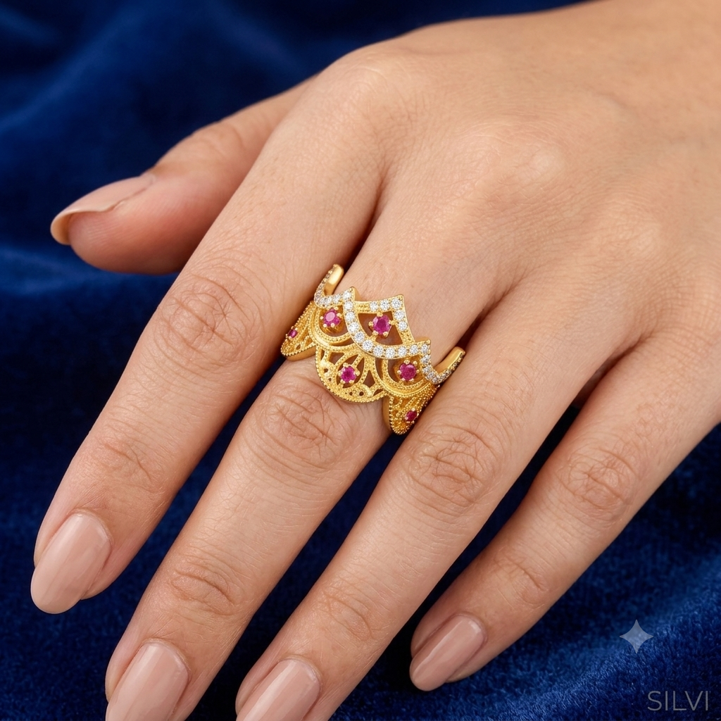 Gold plated crown ring